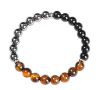 Xnqelerate Circle Beaded Bracelet Men, Mix Bracelet, Polishing Elastic Wristband, For Leisure, Work, Travel(Brown)