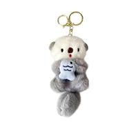 Xnqelerate Cute Otter Stuffed Animal, Washable Plush Keychain And Backpack Keychain For Women Handbags, Purses, Car Keys, Birthday Gift(Gray)