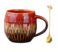 Xnqelerate Handcrafted Ceramic Mug, 20 Oz Coffee Mugs with Spoon, Ceramic Coffee Cups with Handle, for Hot Or Cold Beverages, Office, Home, Tea, Latte, Milk (Red)