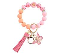 Xnqelerate Key Chains Women Cute, Silicone Beaded Butterfly Keychain With Daisy, Car Keychain Wristlet, For Birthdays, Christmas, Anniversaries (Pink)