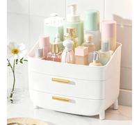 Xnqelerate Makeup Organiser with Drawers, 3-Layer Skincare Organiser for Vanity, Cosmetic Display Case for Bathroom, Dresser, Countertop (White)