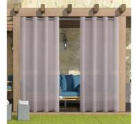 XNSHUN Outdoor Curtain, Waterproof, Transparent, Weatherproof with Eyelets, Set of 2, H 243 x W 132 cm, Grey Transparent Gazebo Curtains for Balcony, Patio, Waterproof Privacy Screen, Sun Protection