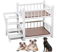 XNSHUNHOYN Dog Bunk Bed Small for Small Medium Large Dogs Pet, Removable Double Layer Pet Bed with Stairs,White,49x37x50cm