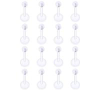 Xnsjeyy 16G Clear Earrings for Sports Plastic Monroe Lip Nose Ring Stud Forward Helix Conch Tragus Cartilage Earrings Studs Medusa Labret Piercing Jewelry Retainer for Surgery Women 6MM 8MM 10MM 12MM