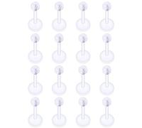 Xnsjeyy 16G Clear Earrings for Sports Plastic Monroe Lip Nose Ring Stud Forward Helix Conch Tragus Cartilage Earrings Studs Medusa Labret Piercing Jewelry Retainer for Surgery Women 6MM 8MM 10MM 12MM