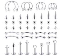 Xnsjeyy 16G Horseshoe Septum Nose Lip Rings Surgical Steel Tragus Forward Helix Conch Rook Daith Snug Cartilage Earring Medusa Vertical Labret Snake Bite Monroe Lip Ring Piercing Jewelry for Women Men
