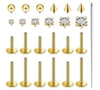 Xnsjeyy 16G Internal Thread Flat Back Earrings Nose Studs 316L Surgical Steel Tragus Forward Helix Conch Cartilage Lobe Earrings Stud Medusa Labret Monroe Lip Ring Piercing Jewelry For Women Men, 16G