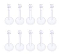 Xnsjeyy 16G Threadless Flat Back Clear Earrings For Sports Work Surgery Plastic Nose Tragus Forward Helix Conch Cartilage Lobe Earrings Stud Medusa Labret Monroe Lip Ring Piercing Jewelry Retainers