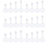Xnsjeyy 16G Threadless Flat Back Clear Earrings For Sports Work Surgery Plastic Nose Tragus Forward Helix Conch Cartilage Lobe Earrings Stud Medusa Labret Monroe Lip Ring Piercing Jewelry Retainers
