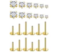 Xnsjeyy 16G Tragus Labret Medusa Piercing Jewelry Surgical Steel Monroe Lip Ring Snake Bite Piercing Flat Back Tragus Forward Helix Conch Cartilage Earrings Piercing Jewelry for Women Men Silver Gold
