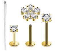 Xnsjeyy 20G 18G 16G Astm F136 Titanium Internal Thread Flat Back Earrings Nose Studs Tragus Forward Helix Conch Cartilage Lobe Earring Stud Medusa Labret Monroe Lip Ring Piercing Jewelry For Women Men