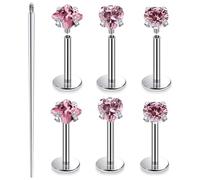 Xnsjeyy 20G 18G 16G Astm F136 Titanium Internal Thread Flat Back Earrings Nose Studs Tragus Helix Conch Cartilage Lobe Earrings Medusa Labret Snake Bite Monroe Lip Ring Piercing Jewelry For Women Men