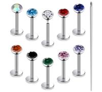 Xnsjeyy 20G 18G 16G Astm F136 Titanium Internal Thread Flat Back Earrings Nose Studs Tragus Helix Conch Cartilage Lobe Earrings Medusa Labret Snake Bite Monroe Lip Ring Piercing Jewelry For Women Men