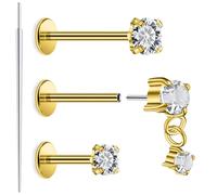 Xnsjeyy 20G 18G 16G Astm F136 Titanium Threadless Flat Back Earrings Nose Studs Tragus Forward Helix Conch Cartilage Lobe Earrings Stud Medusa Labret Monroe Lip Ring Piercing Jewelry For Women Men