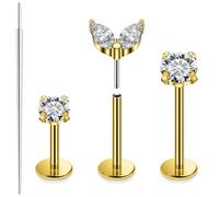 Xnsjeyy 20G 18G 16G Astm F136 Titanium Threadless Flat Back Earrings Nose Studs Tragus Forward Helix Conch Cartilage Lobe Earrings Stud Medusa Labret Monroe Lip Ring Piercing Jewelry For Women Men