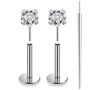 Xnsjeyy 20G 18G 16G F136 Titanium Threadless Flat Back Earrings Nose Studs Tragus Forward Helix Conch Cartilage Lobe Earrings Medusa Labret Snake Bite Monroe Lip Ring Piercing Jewelry For Women Men