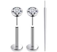 Xnsjeyy 20G 18G 16G F136 Titanium Threadless Flat Back Earrings Nose Studs Tragus Forward Helix Conch Cartilage Lobe Earrings Medusa Labret Snake Bite Monroe Lip Ring Piercing Jewelry For Women Men