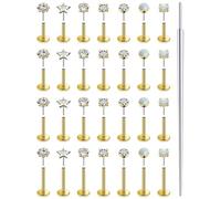 Xnsjeyy 20G 18G 16G Threadless Flat Back Earrings Nose Studs 316L Surgical Steel Tragus Forward Helix Conch Cartilage Lobe Earrings Stud Medusa Labret Monroe Lip Ring Piercing Jewelry For Women Men