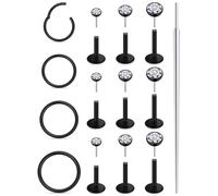 Xnsjeyy 20G 18G 16G Threadless Flat Back Earrings Nose Studs 316L Surgical Steel Tragus Forward Helix Conch Cartilage Lobe Earrings Stud Medusa Labret Lip Ring Piercing Jewelry Hoops For Women Men