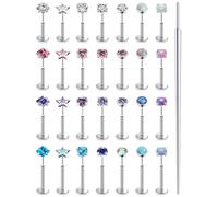 Xnsjeyy 20G 18G 16G Threadless Flat Back Earrings Nose Studs 316L Surgical Steel Tragus Forward Helix Conch Cartilage Lobe Earrings Stud Medusa Labret Monroe Lip Ring Piercing Jewelry For Women Men