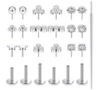 Xnsjeyy 20G 18G 16G Threadless Flat Back Earrings Nose Studs 316L Surgical Steel Tragus Forward Helix Conch Cartilage Lobe Earrings Stud Medusa Labret Monroe Lip Ring Piercing Jewelry For Women Men