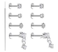 Xnsjeyy 20G 18G 16G Threadless Flat Back Earrings Nose Studs 316L Surgical Steel Tragus Forward Helix Conch Cartilage Lobe Earrings Stud Medusa Labret Monroe Lip Ring Piercing Jewelry For Women Men