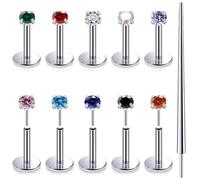 Xnsjeyy 20G 18G 16G Titanium Threadless Flat Back Earrings Nose Ring Studs Tragus Labret Medusa Piercing Jewelry G23 Monroe Lip Ring Snake Bite Forward Helix Conch Cartilage Earrings Piercing Jewelry