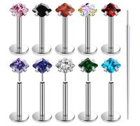 Xnsjeyy 20G 18G 16G Titanium Threadless Flat Back Earrings Nose Ring Studs Tragus Labret Medusa Piercing Jewelry G23 Monroe Lip Ring Snake Bite Forward Helix Conch Cartilage Earrings Piercing Jewelry