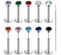 Xnsjeyy 20G 18G 16G Titanium Threadless Flat Back Earrings Nose Ring Studs Tragus Labret Medusa Piercing Jewelry G23 Monroe Lip Ring Snake Bite Forward Helix Conch Cartilage Earrings Piercing Jewelry