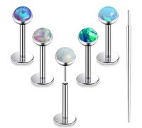 Xnsjeyy 20G 18G 16G Titanium Threadless Flat Back Earrings Nose Ring Studs Tragus Labret Medusa Piercing Jewelry G23 Monroe Lip Ring Snake Bite Forward Helix Conch Cartilage Earrings Piercing Jewelry
