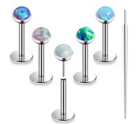 Xnsjeyy 20G 18G 16G Titanium Threadless Flat Back Earrings Nose Ring Studs Tragus Labret Medusa Piercing Jewelry G23 Monroe Lip Ring Snake Bite Forward Helix Conch Cartilage Earrings Piercing Jewelry