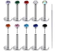 Xnsjeyy 20G 18G 16G Titanium Threadless Flat Back Earrings Nose Ring Studs Tragus Labret Medusa Piercing Jewelry G23 Monroe Lip Ring Snake Bite Forward Helix Conch Cartilage Earrings Piercing Jewelry