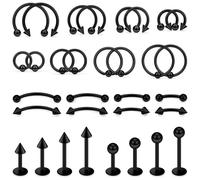 Xnsjeyy 20G Horseshoe Septum Nose Lip Rings Surgical Steel Tragus Forward Helix Conch Rook Daith Snug Cartilage Earring Medusa Vertical Labret Snake Bite Monroe Lip Ring Piercing Jewelry for Women Men