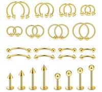 Xnsjeyy 20G Horseshoe Septum Nose Lip Rings Surgical Steel Tragus Forward Helix Conch Rook Daith Snug Cartilage Earring Medusa Vertical Labret Snake Bite Monroe Lip Ring Piercing Jewelry for Women Men