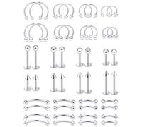 Xnsjeyy 20G Horseshoe Septum Nose Lip Rings Surgical Steel Tragus Forward Helix Conch Rook Daith Snug Cartilage Earring Medusa Vertical Labret Snake Bite Monroe Lip Ring Piercing Jewelry for Women Men