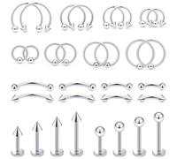 Xnsjeyy 20G Horseshoe Septum Nose Lip Rings Surgical Steel Tragus Forward Helix Conch Rook Daith Snug Cartilage Earring Medusa Vertical Labret Snake Bite Monroe Lip Ring Piercing Jewelry for Women Men