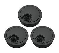 Xntun 3 Pcs Satin Nickel Metal Cable Grommet, Zinc Alloy Desk Table Grommet Cable Cord Hole Cover for Home and Office, Fits 2inchs Hole 50MM Black