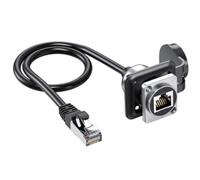 Xnuiasqe 0.5m Network RJ45 8p8c Waterproof Connector RJ45 Male to Female Cable Panel Mount D Type CAT6A RJ45 Connect Socket