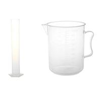 Xnuiasqe 1 Pcs 1000 Ml Transparent Graduated Beaker with Handle & 1 Pcs Lab Set 250 ML Clear White Plastic Liquid Measurement Graduated Cylinder