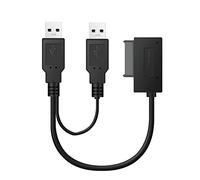 Xnuiasqe 1 Piece Cable USB2.0 to 6+7 13Pin Cable with External USB 2.0 Power Supply for Laptop CD-ROM DVD-ROM ODD Adapter