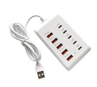 Xnuiasqe 10Port Fast USB Charger Power Strip Multi-Ports HUB Adapter Socket Desktop Charging Station USB Type C Socket Adapter