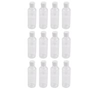 Xnuiasqe 12 x 100Ml Plastic Clear Flip Bottles Travel Shampoo Lotion Cosmetic Container