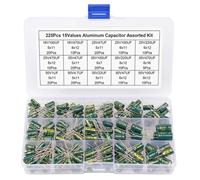 Xnuiasqe 15 Values 225Pcs Aluminum Electrolytic Capacitors High-Frequency Through-Hole Assortment Kit for DIY Projects