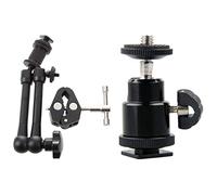 Xnuiasqe 1Pcs 11 Inch Friction Articulating Magic Arm + Clamp & 1Pcs Aluminium Alloy Mini Ball Head 1/4 inch Mount