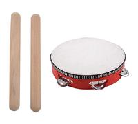 Xnuiasqe 2 Pcs Percussion Rhythm Sticks Children Musical Toy Gift & 1 Pcs 8 Inch Musical Tambourine Drum Round Percussion Gift