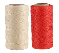 Xnuiasqe 2 Roll 260M 150D 1MM Leather Sewing Waxed Wax Thread Hand Needle Cord Craft DIY New, Red & Cream Coloured
