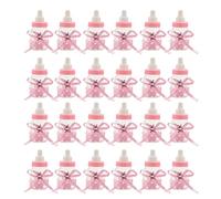 Xnuiasqe 24 x Baby bottle mini baby bottle 4x9cm rhinestone pink bear gift favor baby girl baby baptism
