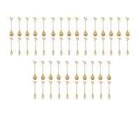 Xnuiasqe 25Spoon+25Forks Stainless Steel Leaf Coffee Cake Spoon Fork Dessert Spoons, Stirring Teaspoon Set Golden