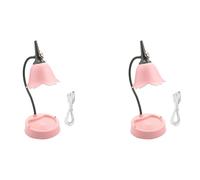 Xnuiasqe 2X Flower LED Desk Lamp Student Bedroom Lighting Contact Reading Eye Protection USB Flower Lampshade Table Light, Pink