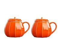 Xnuiasqe 2X Mug Pumpkin Mug with Lid - Ceramic Decorations Ornament Coffee Mugs Big Cute Fall Cups Teacup - Birthday Gift Idea